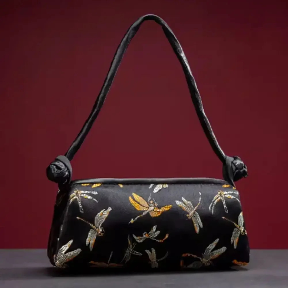 Fashion Silk Embroidered Women Handbag Chinese Style n Knot Clutch Bag Retro Zipper Cosmetic Travel 260307