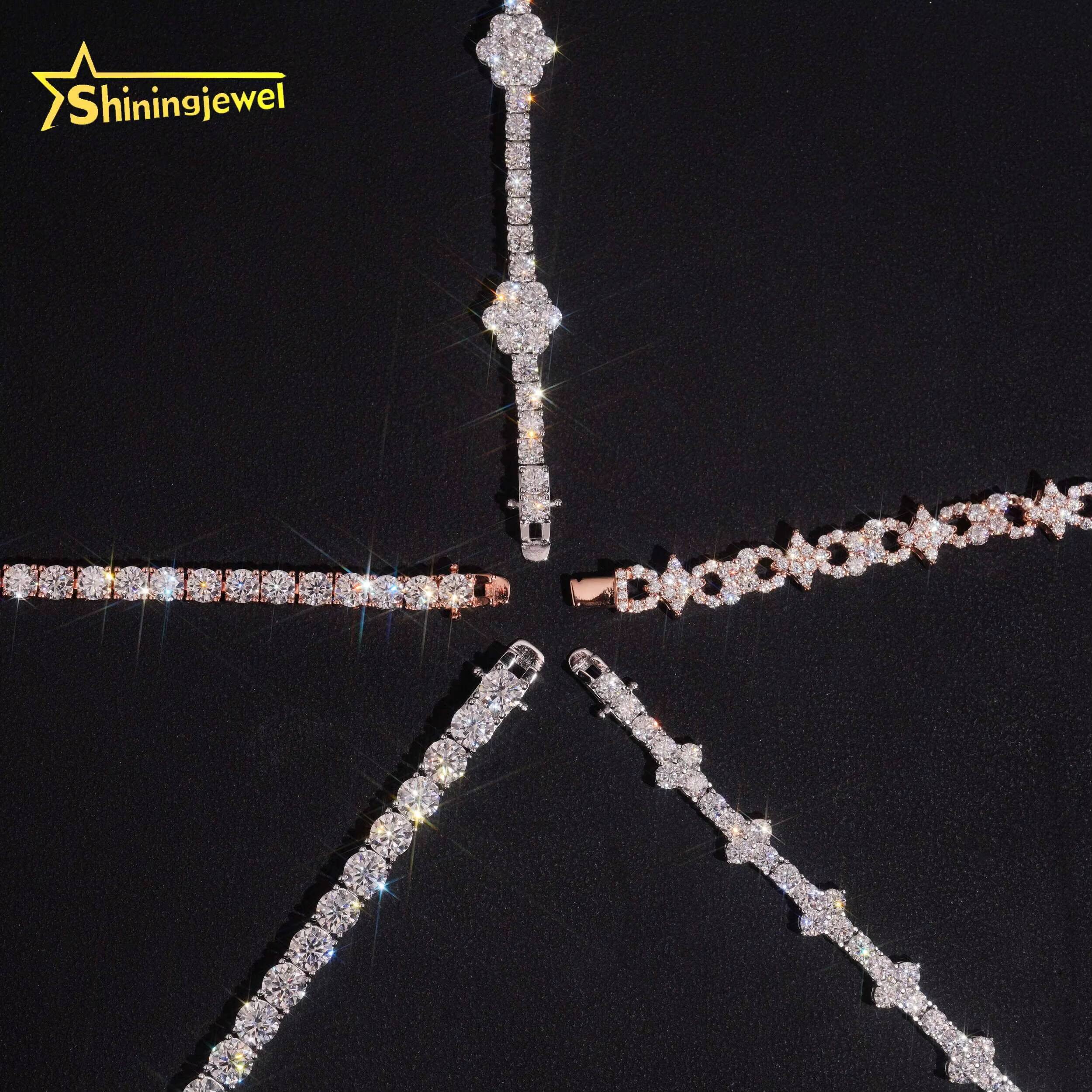 Fine Jewelry Iced Out Mixed Design Flower Cross Moissanite Tennis Bracelet Hip Hop Custom 925 Silver Man Bracelet Daily Wear