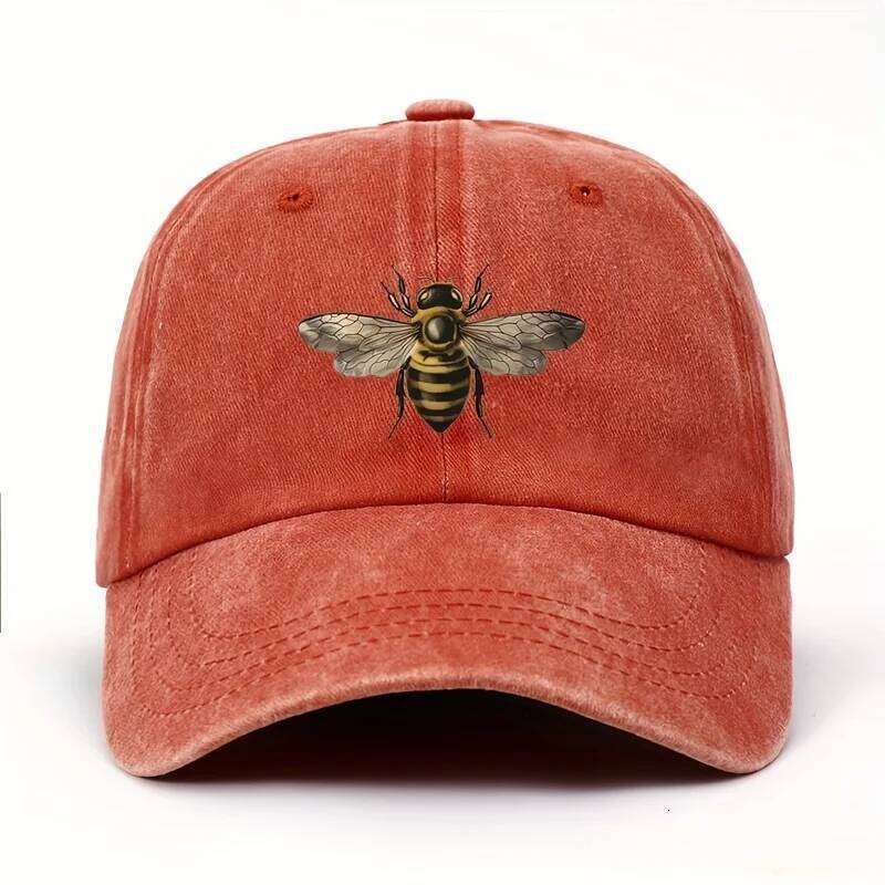 A bee print simple design baseball cap travel sunscreen versatile style for men and women Y260304