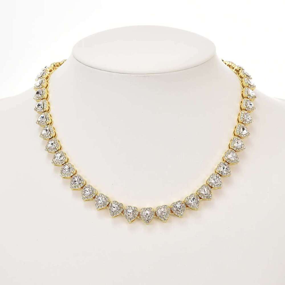 Cross-Border Hot Sale Hip-Hop Heart High-Quality 11mm Sugar Cube Necklace Fashionable Personality Trendy Cuban Chain
