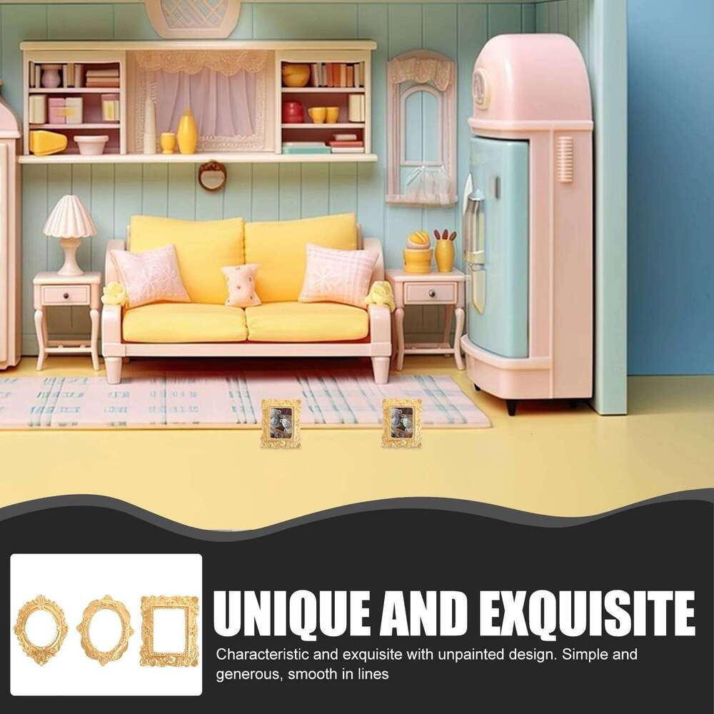 15Pcs Crafts Simulation Decor Mini Picture Frame House Decorative Photo Ornament Dollhouse Diy H260306