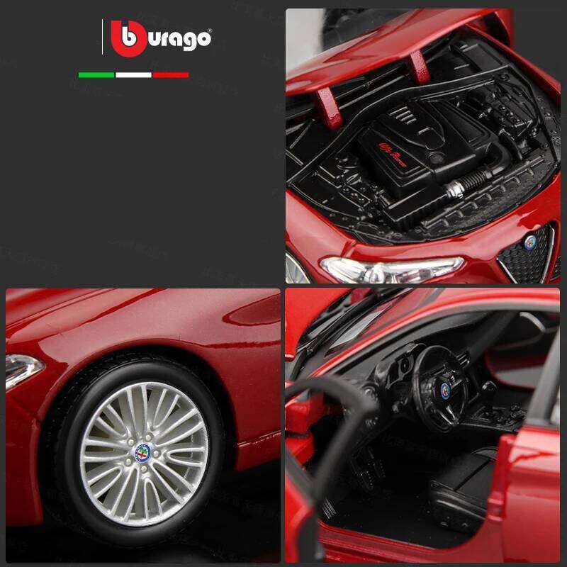 Bburago 1:24 Alfa Romeo Giulia Stelvio Alloy Scale Model Diecast Metal Static Collection Children Toy Car Vehicles GIfts Z260306