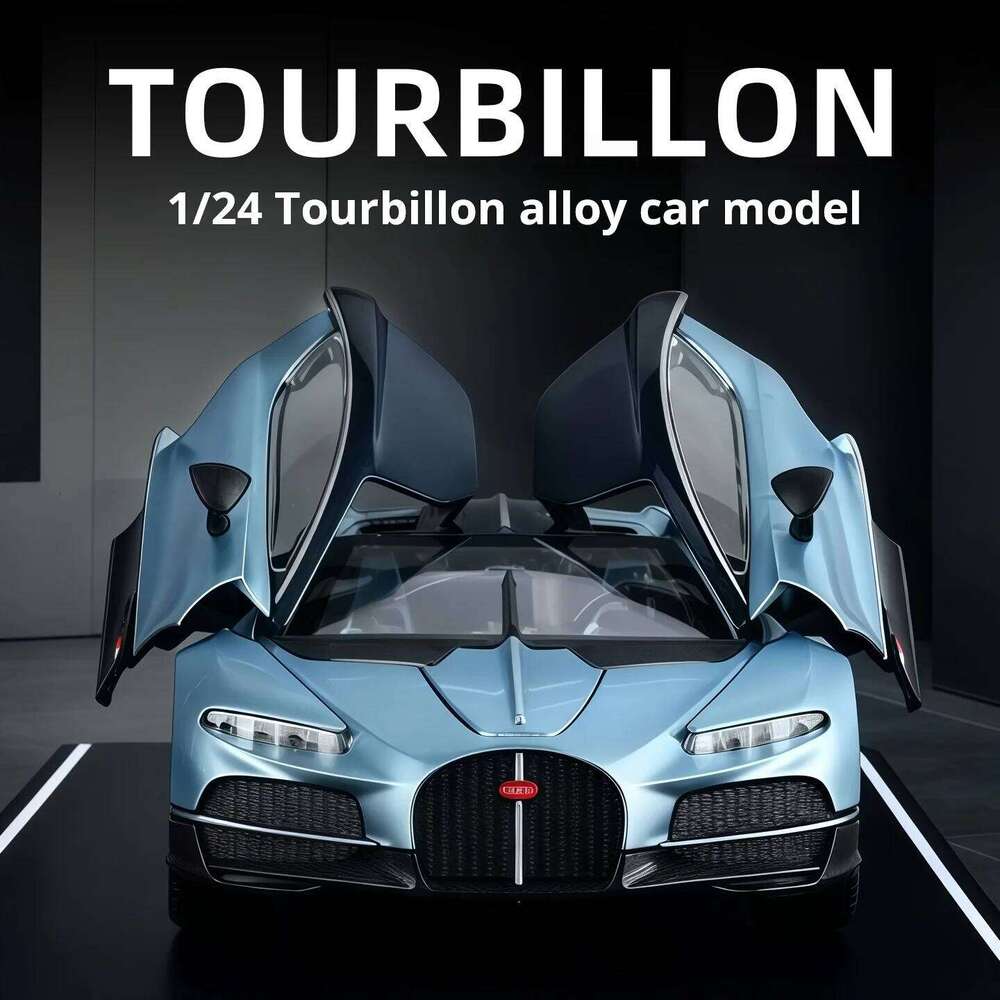 High quality Limited editio 1:24 Simulation Bugatti tourbillon alloy sports car with sound and light model boys' toy gift Z260306