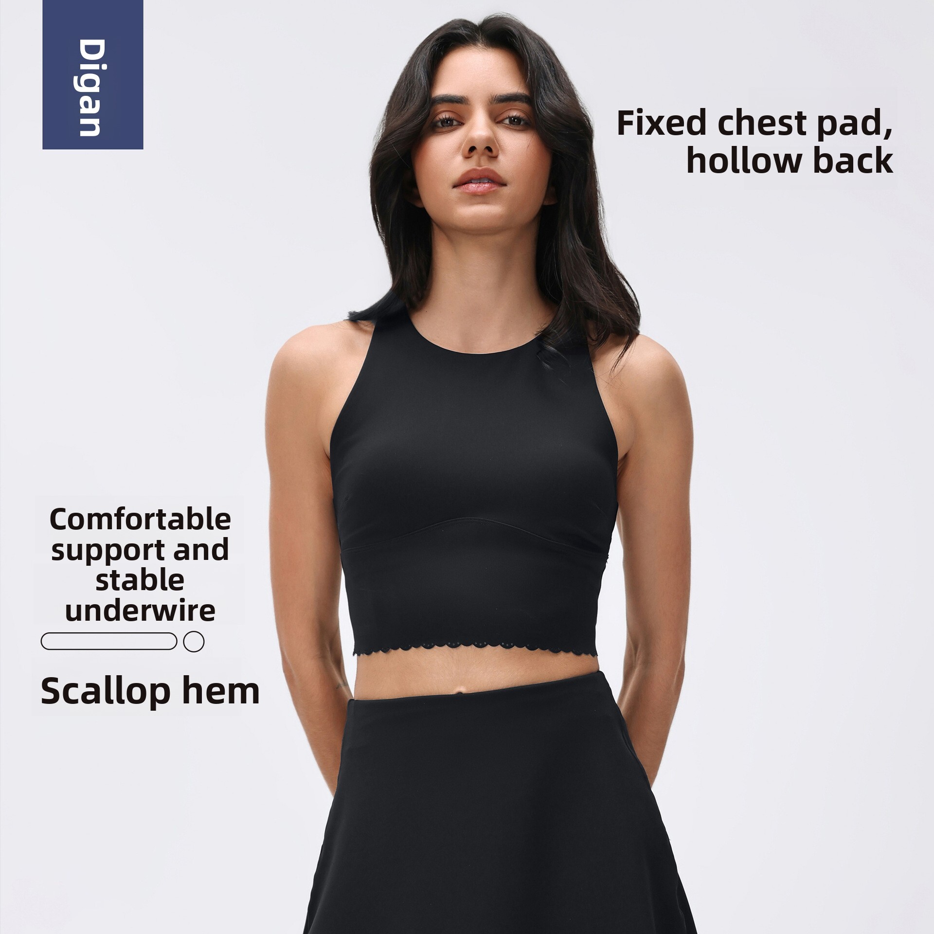 Fixed Cup Fitness Sports Bra Hollow Out Beautiful Back Sleeveless Yoga Vest for Women