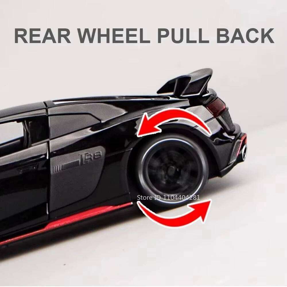1:24 R8 V10 Plus RS7 Car Model Diecast Alloy Toys 4 Doors Opened with Sound Light Pull Back Miniature Vehices Fashion Home Decor Z260306