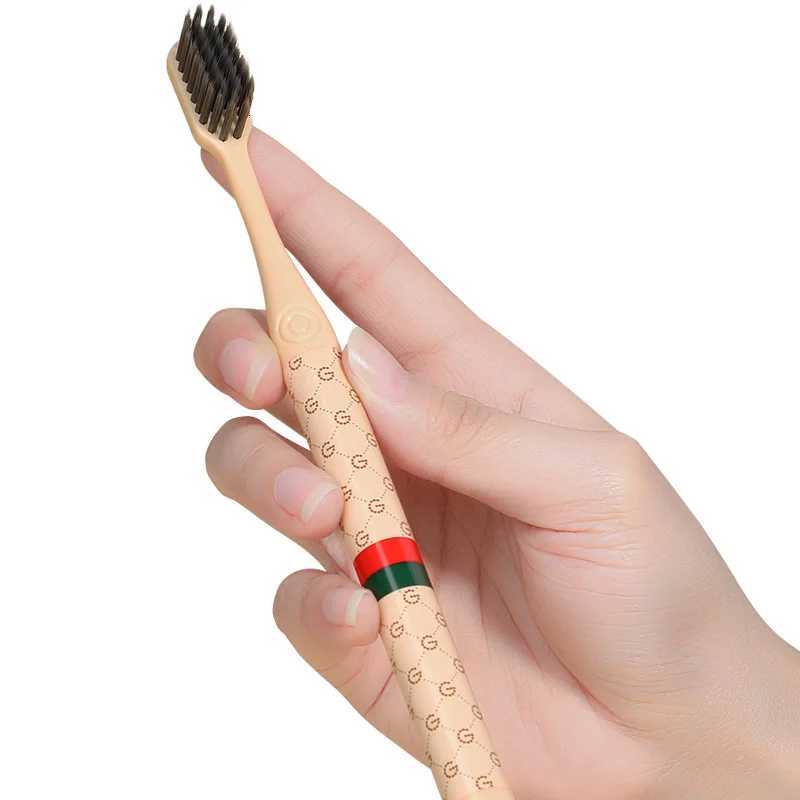 This 6-piece luxury monogram soft bristle toothbrush set with a comfortable handle is ideal for unisex adults in daily home oral care.T260307