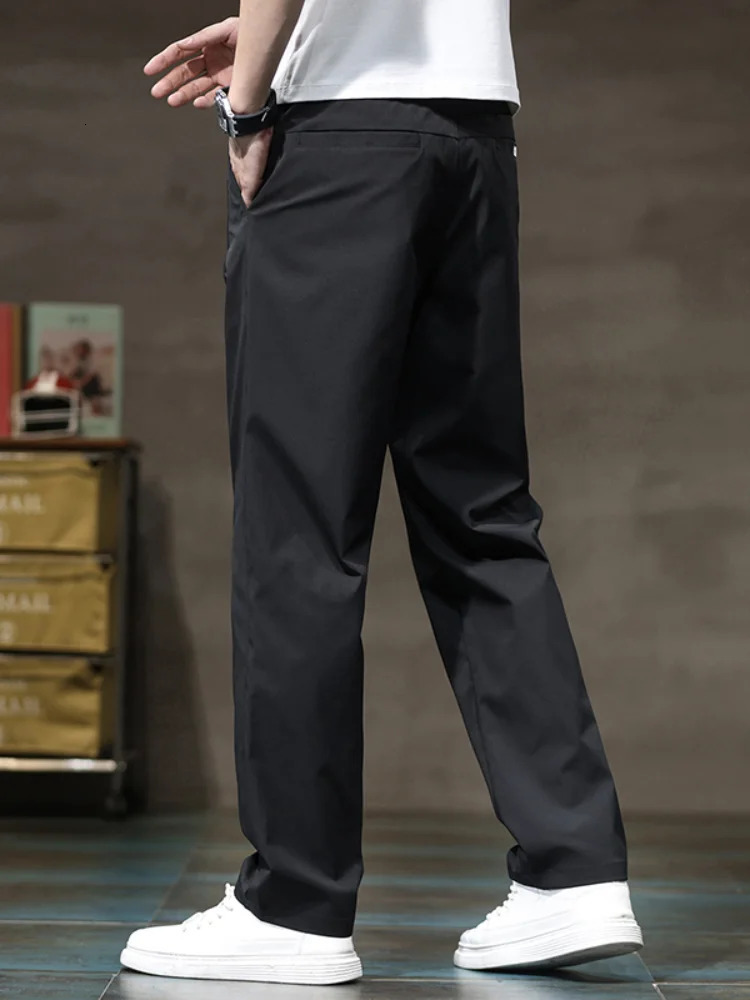 Spring Summer Thin Mens Fashion Casual Pants Loose Straight Ice Silk Quickly Dry Business Trousers Classic Male Clothing Pants 260306