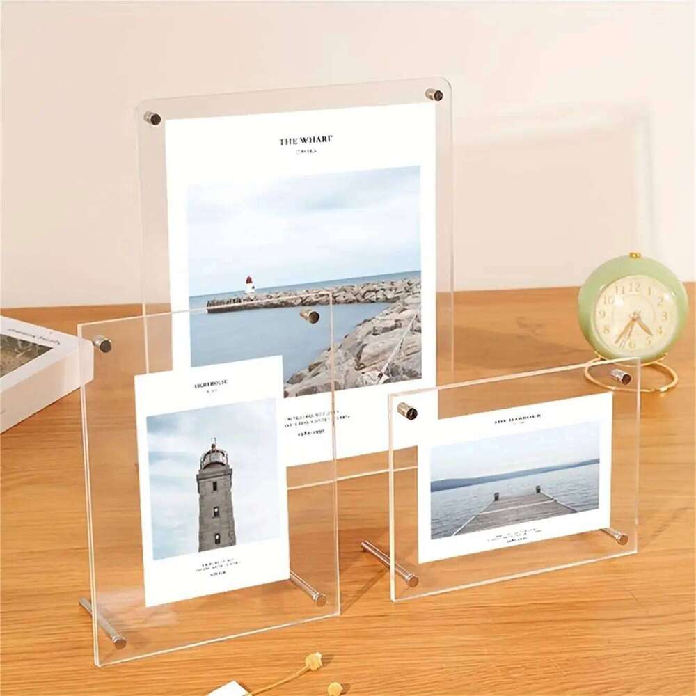 Transparent Picture 6-Inch Wall-Mounted Ins Postcard Poster Display Stand 7-inch Acrylic Photo Frame Table H260306
