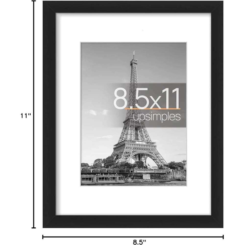 By Picture Frame, Display Pictures 6x8 with Mat or 8.5 x 11 Without, Wall Hanging Photo Frames, Black, 1 Pack H260306