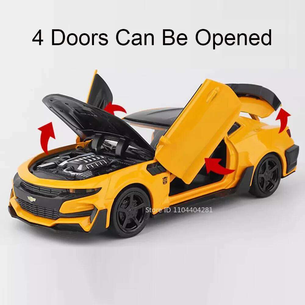 1:32 Camaro Alloy Miniature Car Diecast Model Toys with Sound Light Pull Back Doors Opened Vehices Adult Children's Holiday Gift Z260306