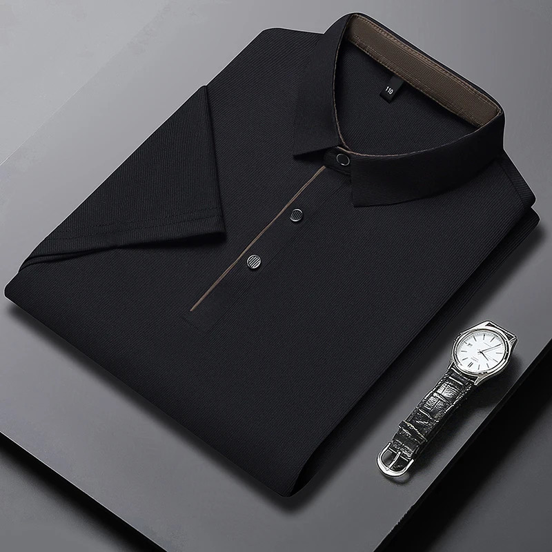 Solid Color Polo Shirt Men Business Polo Collar Half sleeved Top Summer Casual Short sleeved T-shirt Men Mountaineering Shirts 260304