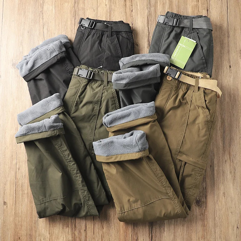 Outdoor Workwear Pants Mens Loose Fce Lined Thi Soft ell Hiking Pants Windproof Waterproof Polyester Fiber Straight Leg 260304