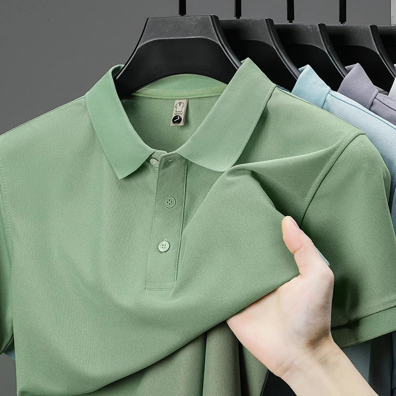 Mens Business Casual Short Sleeved Shirt Solid Color Polo Shirt Fashionable Breathable Comfortable Versatile Top 260305