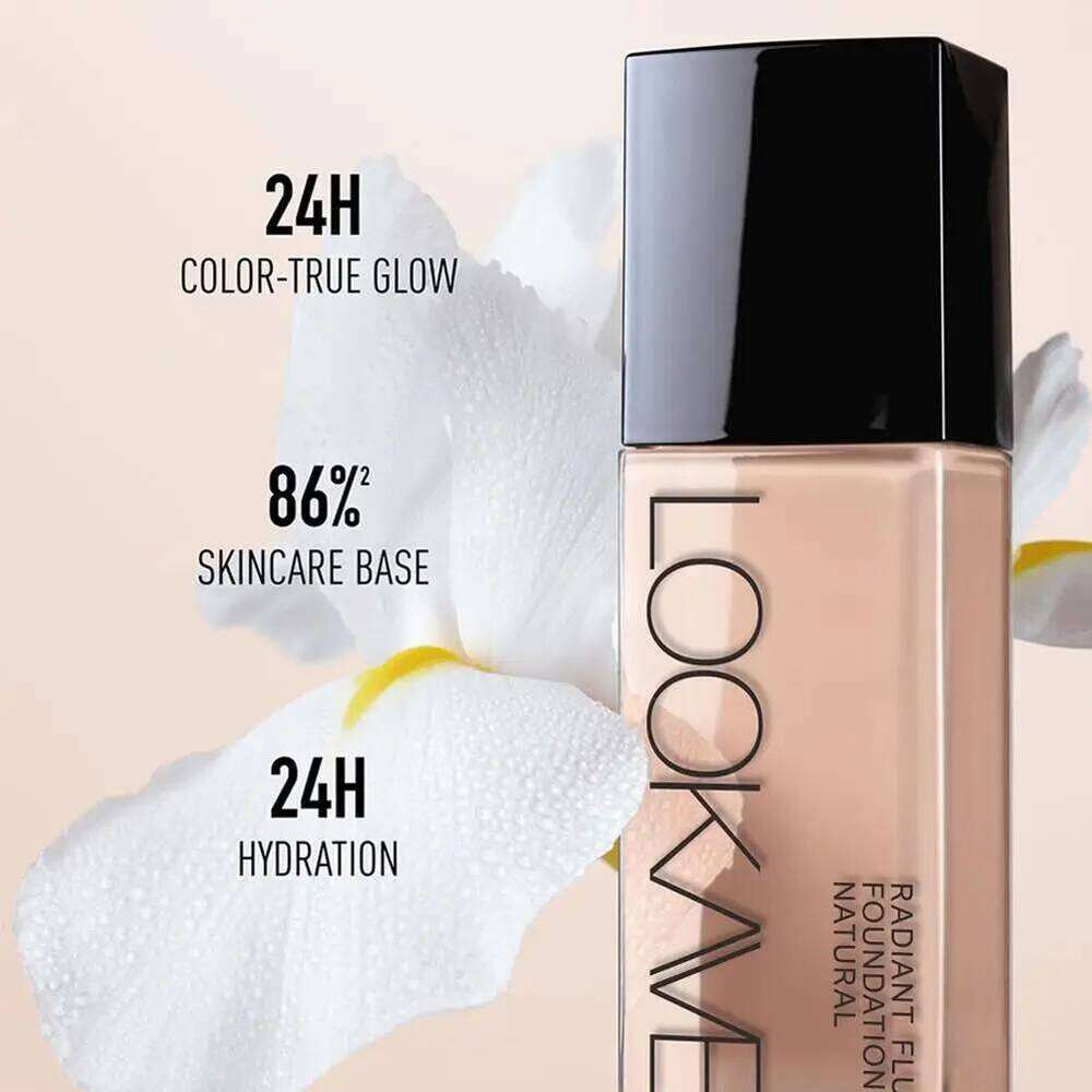 LOOKAVE Long Lasting Full Coverage Natural Matte Liquid Foundation Moisturizing Concealer CC Cream Base Makeup 26L0306