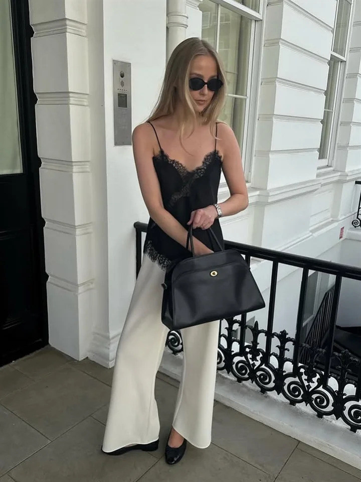 Sexy Lace Irregular Womens Tank Top Chic V-neck Backless Sleeveless See Through Female Vest Summer Lady High Street Tops 260306