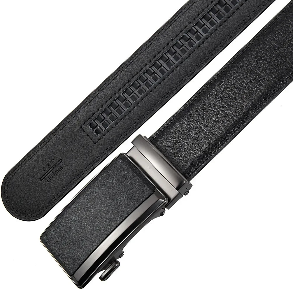 Male Cowskin Leather Belt - Automatic Buckle er Style 35cm Black/Brown Plus Size 130-170cm 260302