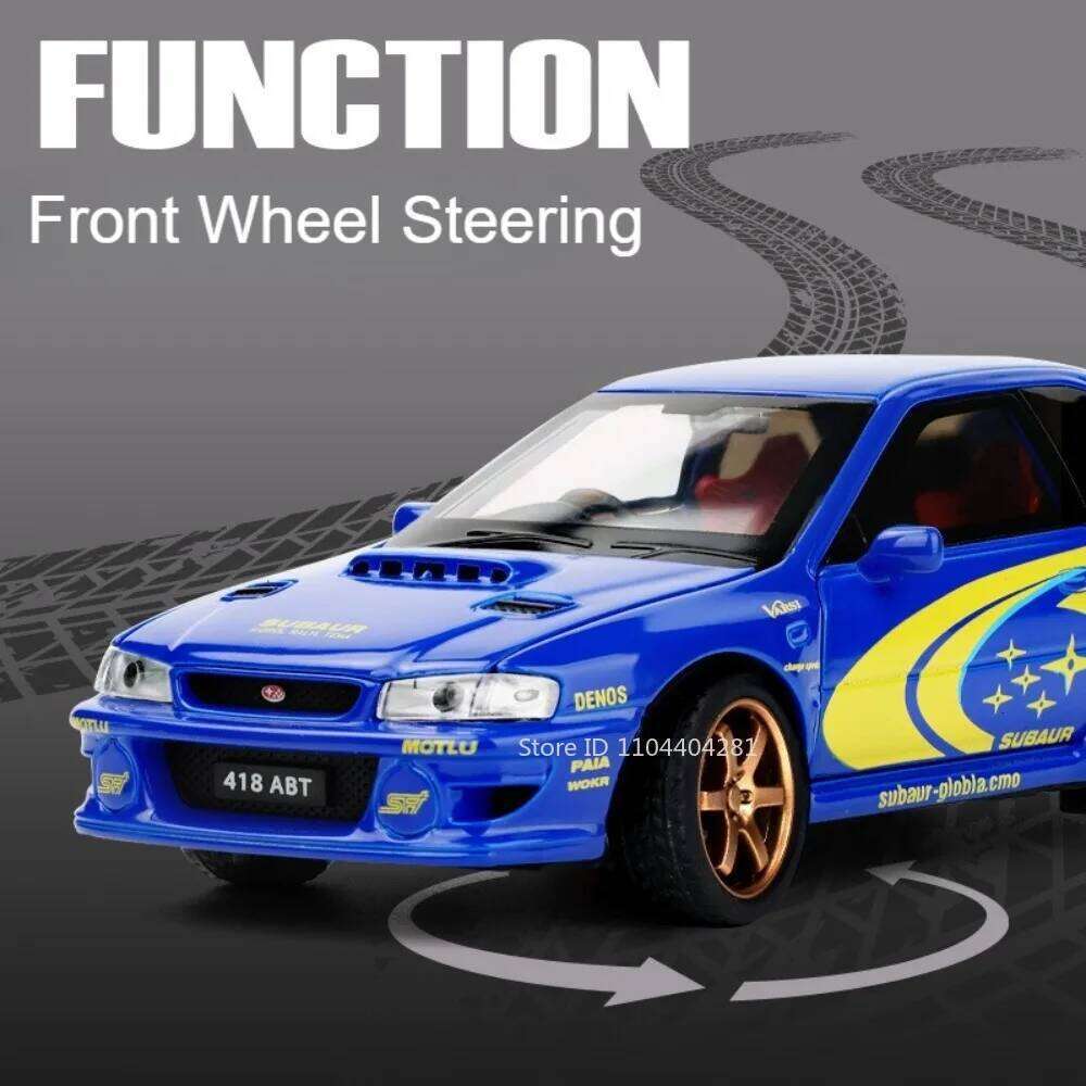 1:32 Subaru Impreza Honda NSX Model Toy Alloy Diecast Car Sound Light Pull Back 4 Doors Opened Vehices for Kids Birthday Present Z260306