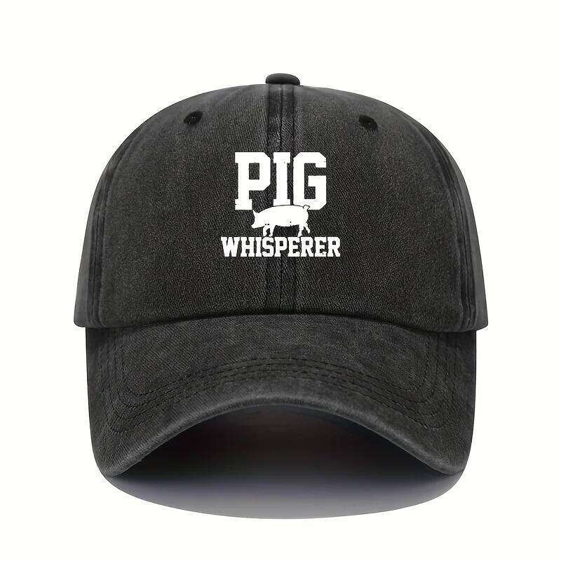 Pig print baseball retro lightweight washed cap adjustable men's and women's sun protection hats Y260304