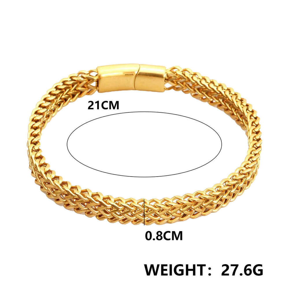 PVD Plated 18K Gold Men's Hip Hop Cuban Chain Mesh Cross-Border Foreign Trade European and American Style Fashion Bracelet Wholesale