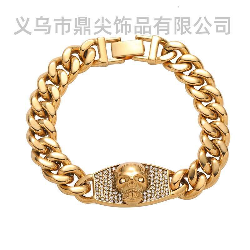 European and American cross-border hip-hop 18K gold polished Cuban chain high-quality men's bracelet, trendy versatile jewelry accessory