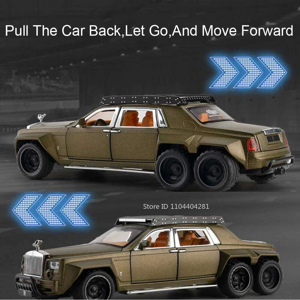 1:32 Rolls-Royce Phantom SUV 6X6 Alloy Dawn Model Toys Car Sound Light Pull Back Doors Opened Miniature Vehices Children's Gifts Z260306
