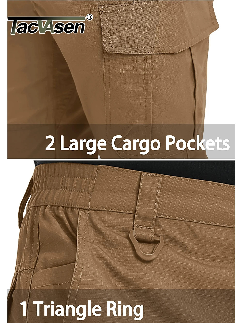 TACVASEN Cargo Work Pants With Multi-Pockets Mens Safari Hiking Pants Outdoor Ripstop Overall Training Pants Casual Trousers 260305