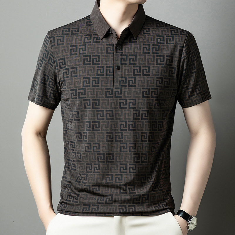 Luxury Designer Clothes 2025 Summer Mens Casual Seamless T-Shirt Fashion POLO Shirt Comfortable Versatile Short Sleeve Mens Clothing Ice Silk Breathab