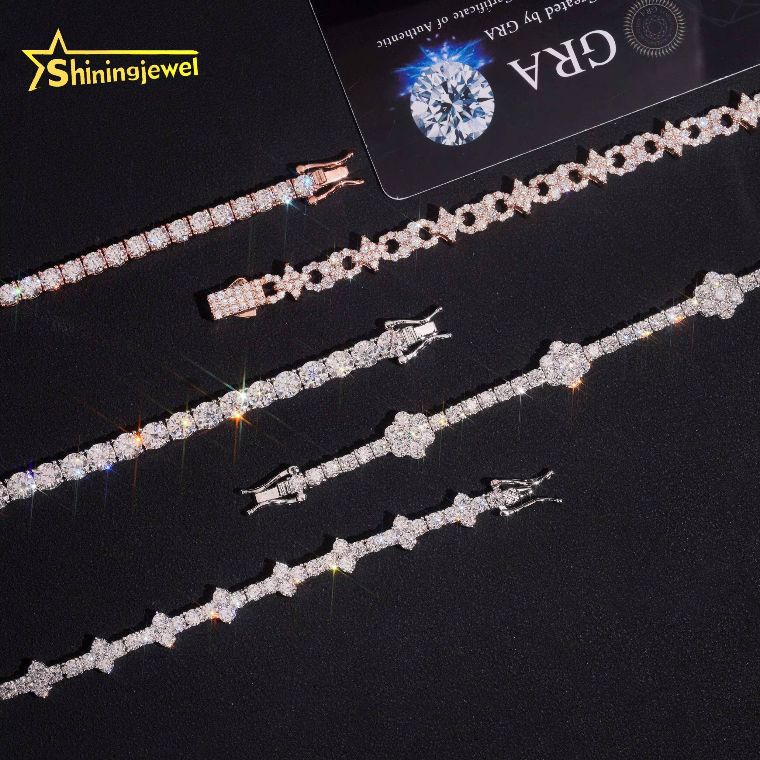 Fine Jewelry Iced Out Mixed Design Flower Cross Moissanite Tennis Bracelet Hip Hop Custom 925 Silver Man Bracelet Daily Wear