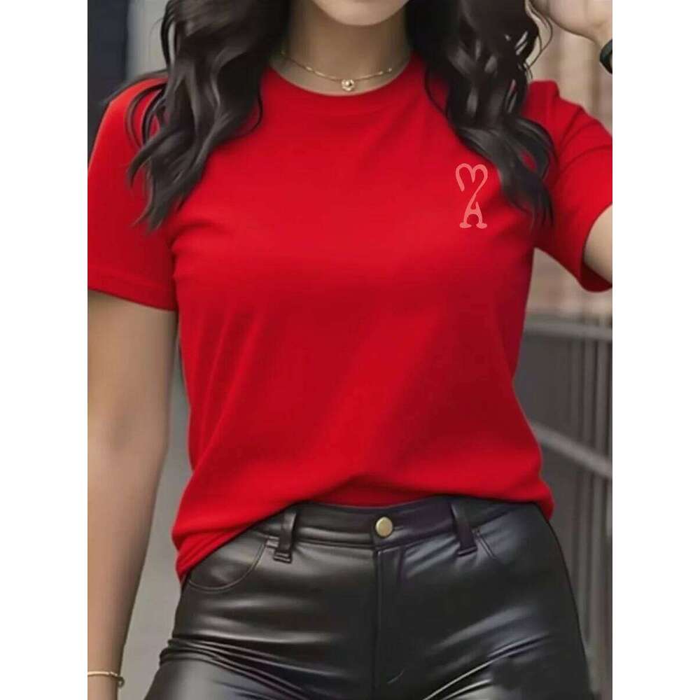 Fashionable and luxurious brand Heart pattern Summer graphic fashion Women's T-shirt Clothing XJ260306 XJ260306