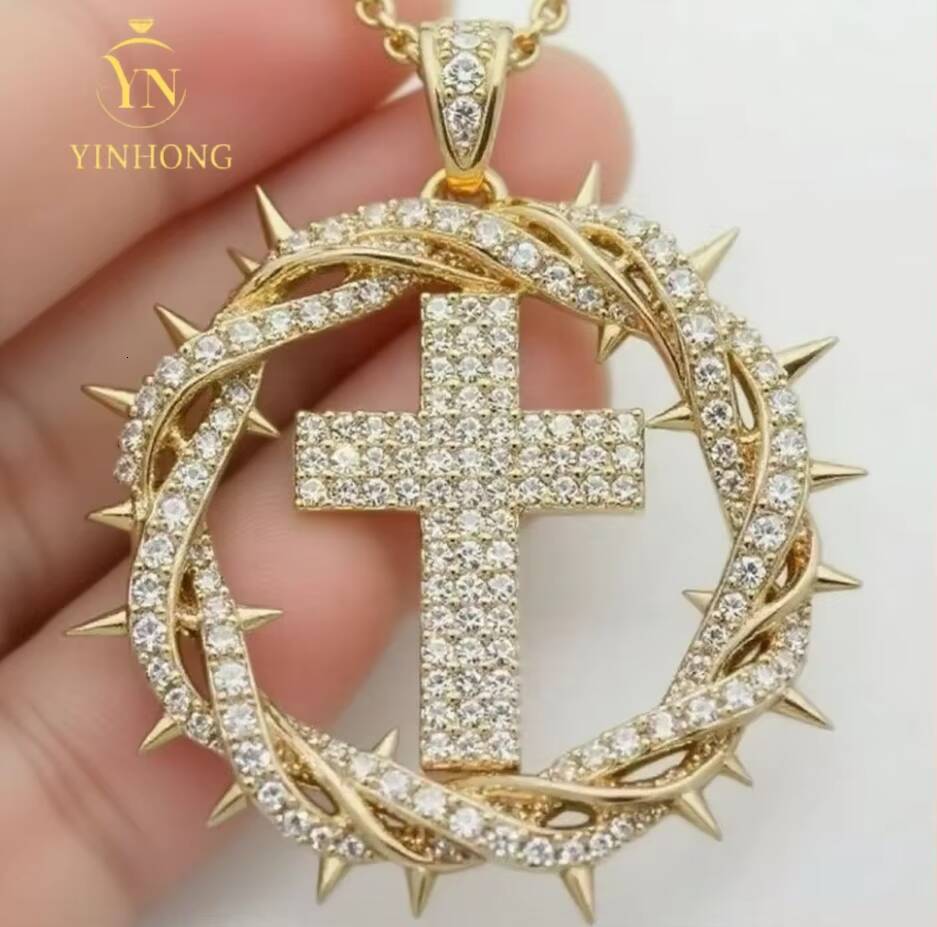 Pass Diamond Tester Baguette 925 Sterling Silver Hip Hop Pendant Lab Diamond Vvs Moissanite Cross Pendant