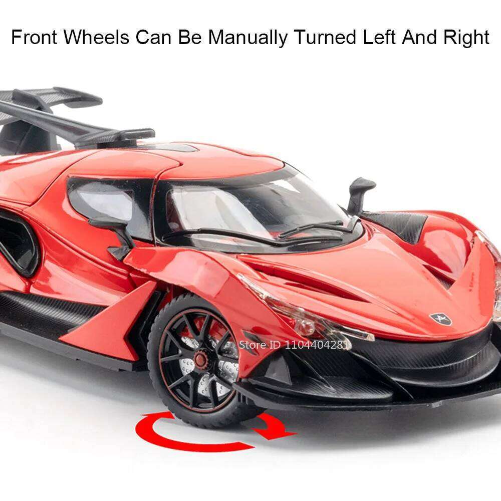 1:24 Apollo IE EVO Alloy Model Toy Diecast Car Doors Opened with Sound Light Pull Back Front Wheel Steering Sports Cars Boy Gift Z260306