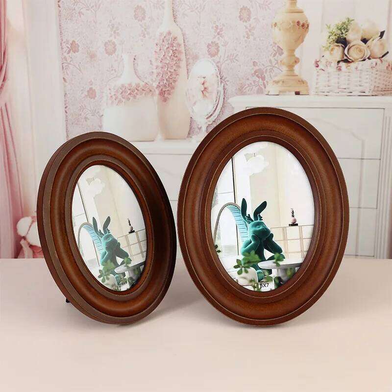High-grade Solid Wood Frame,European Vintage To Do Old Oval Photo Frame,Home Desktop Decoration New Home Gift H260306