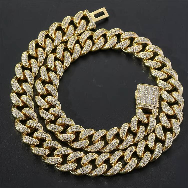 Hip Hop 925 Silver Cuban Link Chain for Men 15MM Moissanite Diamond Iced Out Bling Rapper Necklace