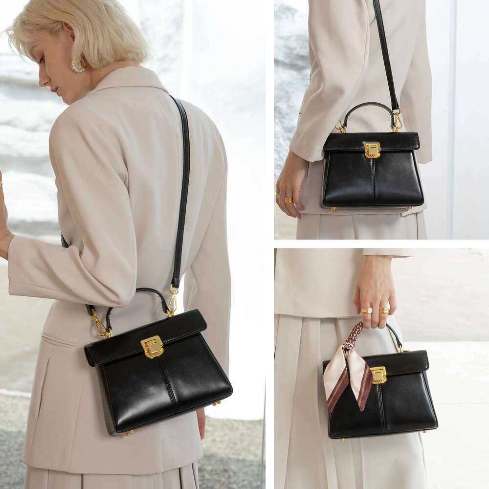 Genuine Leather Handbag With Scarf Luxury Handheld Shoulder Bag Trendy Shoulder Solid Color Commuting Bag | Bags For Women Gift Xiu Lai Si