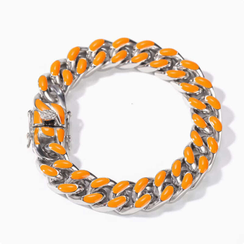 New European American hip-hop stainless steel colorful oil-drip necklaces, high-quality fashion trendy bracelets for men and women
