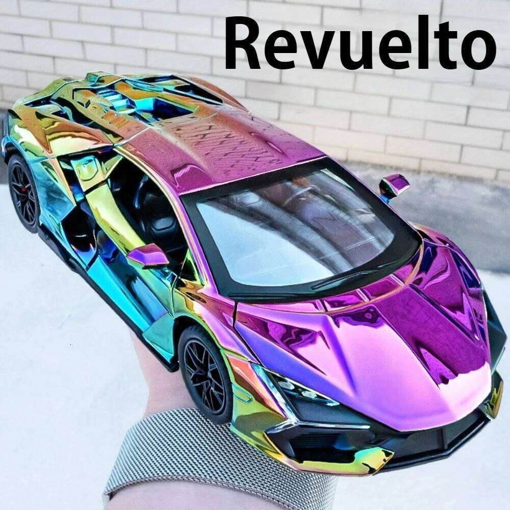 1:24 Revuelto SVJ63 Alloy Toys Miniature Model Diecast Sports Car Doors Opened Sound Light Pull Back Metal Vehices Kids Toy Gift Z260306