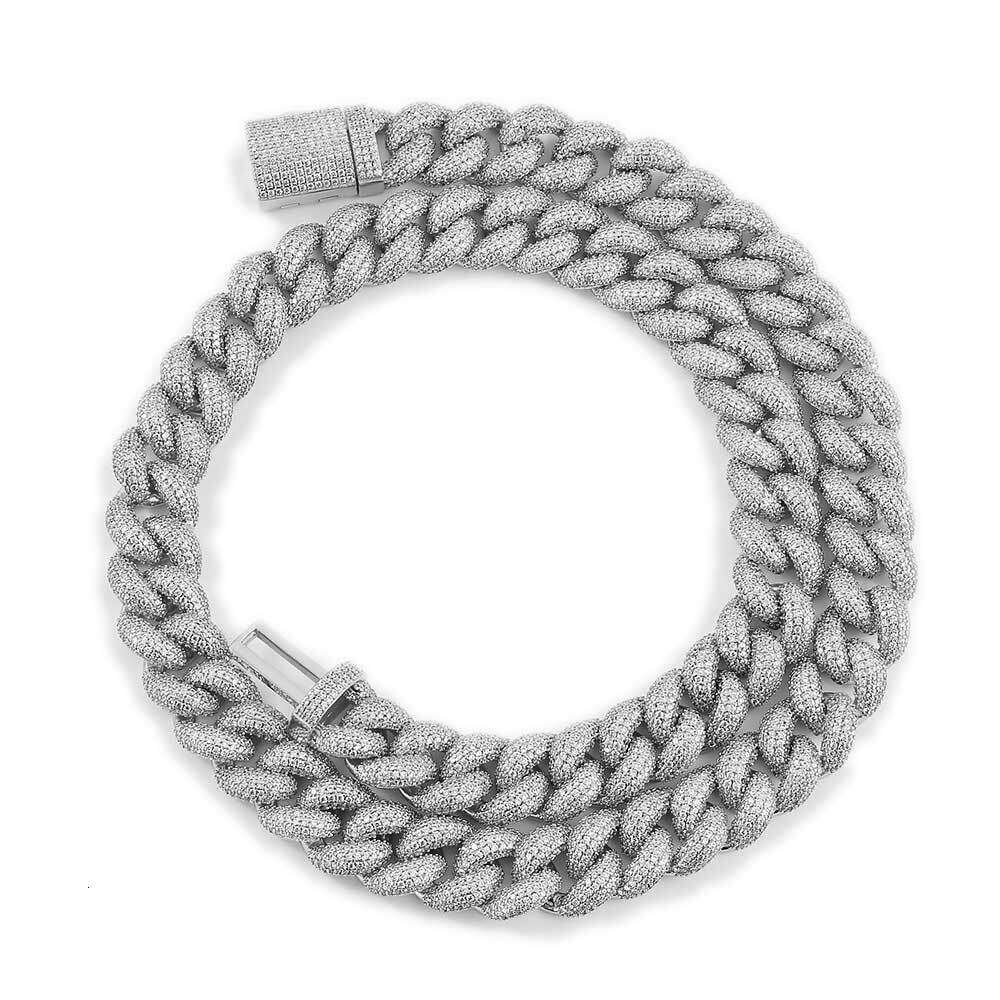 Popular European and American style micro-inlaid zirconia five-row full-diamond Cuban chain with flip clasp, high-quality personalized hip-hop necklac