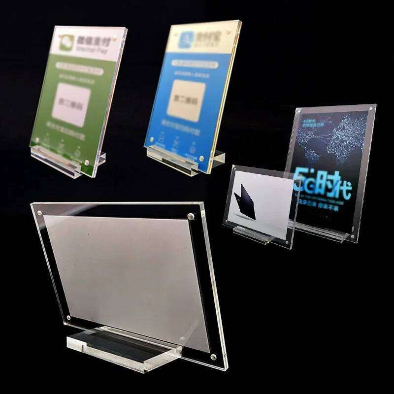 Acrylic Clear Price Tag Clip Sign Card Holder Table Desk Top Menu Display Label Racks Phone Frame Stand For Photos Signs H260306