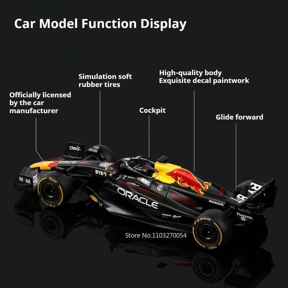 1:43 F1 Oracle Red Bull Racing RB19 Verstappen Miniature Alloy Toy Diecast Car Model Rubber Tire Sliding Forward Christmas Gifts Z260306