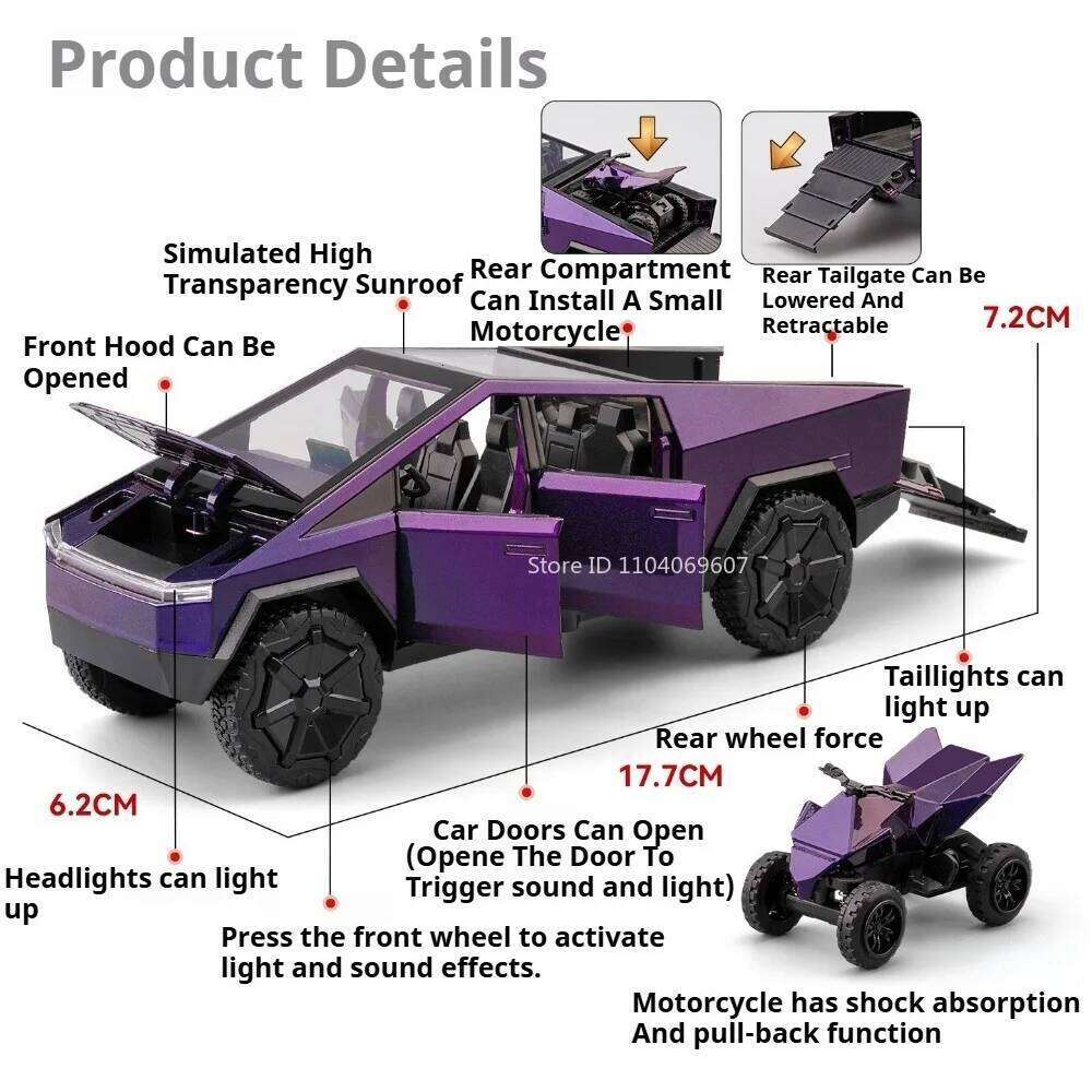 1:32 Pickup Truck Alloy RV Model Diecast Toys Car Doors Opened with Sound Light Pull Back Miniature Vehice Simulation Decoration Z260306