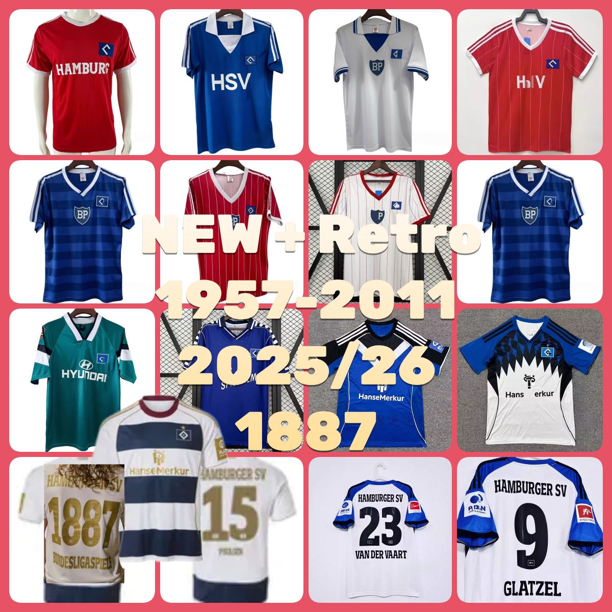 1887 L.Vuskovic 1974 1975 1983 1984 1986 HaMBurg SV Retro Soccer Jersey away Classic Red Football Shirt Short Sleeve 83 84 86 87&Special 2025 2026 Hamburg SV Home Away