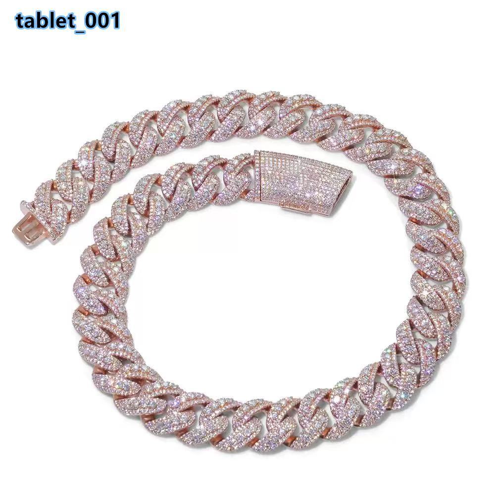 Factory Direct Sale 22mm Full-diamond Bubble Cuban Chain Mens Necklace Hip-hop Accessory