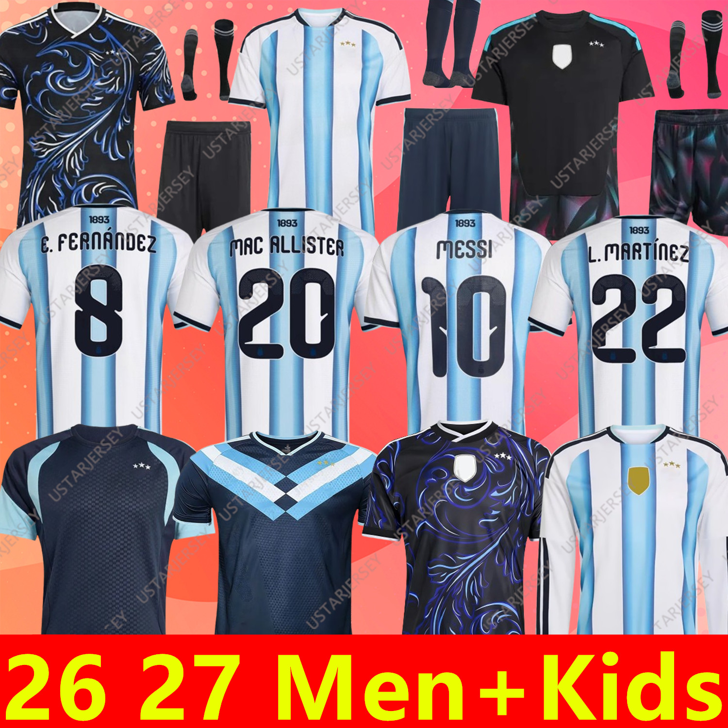 2026 World Cup Jersey ArgentinaS MESSIS 2025 2026 Soccer Jerseys J.ALVAREZ E.FERNANDEZ DI MARIA Home Away Football Shirts BATISTUTA MARADONA MAC ALLISTER Kids Men Kit
