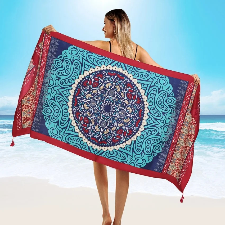 Fashions 90x180cm Twill Cotton Pareo Beach CoverUp Large Dress Bikini Bathing Swimwear Cover Up Sarong Wrap Scarf 260228