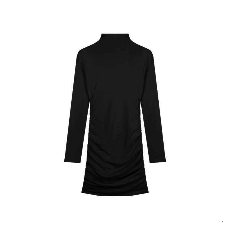 2026 spicy girl half high a3 neck long sleeved women's autumn and winter slim fit tight inner layer bottom skirt pure desire style short skirt