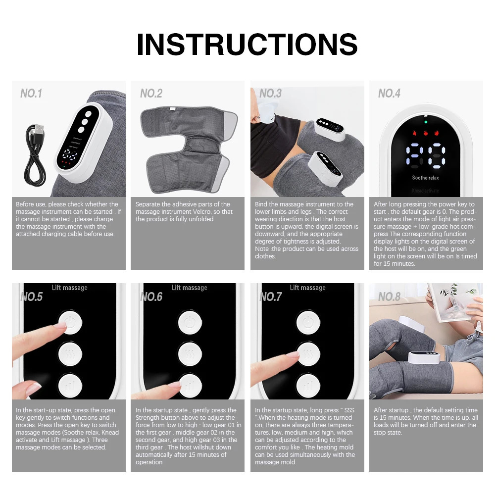 Electric Leg Massager Thigh Calf Air Compression Massager 3 Modes 360 All-Round Wrap Massage Leg Muscle Improve Calf Edema 260304