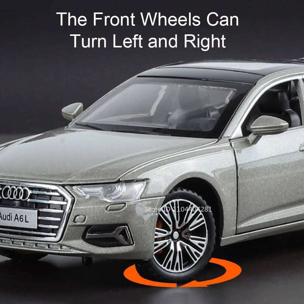 1:32 A6L S400L Alloy Model Toys Diecast Car Front Wheel Steering Doors Opened Sound Light Pull Back Vehice Home Decoration Gift Z260306