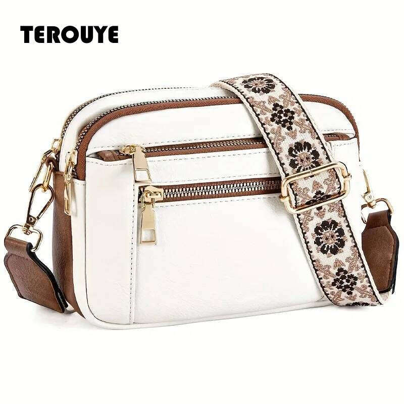 2026 Retro Fashion Classic Women's Multifunctional Zipper Shoulder Strap Crossbody Small Square Bag Suitable For Office TEROUYE