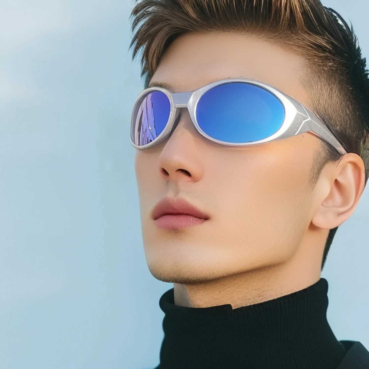 2025 Outdoor Sports Polarized Sunglasses Women Men Unisex Oval Glasses Reflective Mirrored Lens Color Patchwork Shades S260304