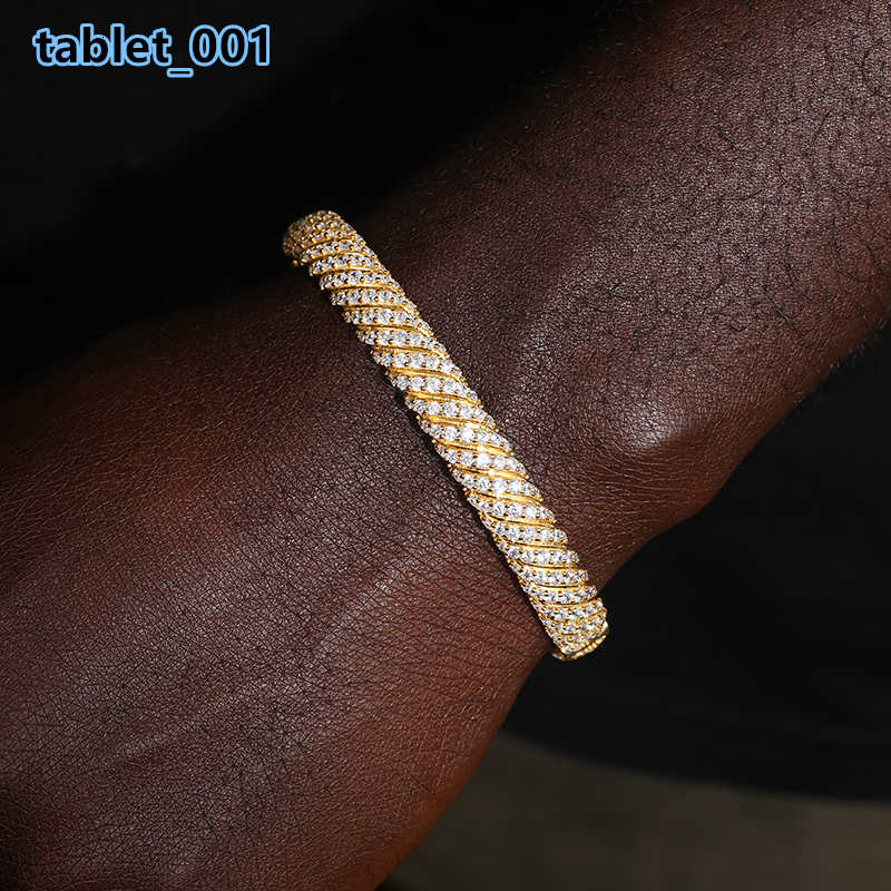 New Popular Mossanite 8mm Iced Out VVS Diamond Hip Hop Bracelet Jewelry Pure Silver Moissanite Bracelet Bangle